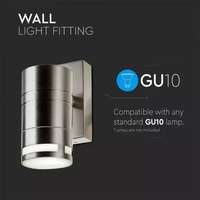 V-TAC VT7505 Stainless Steel body GU10 1 Way Outdoor Wall Light Fitting IP44_base