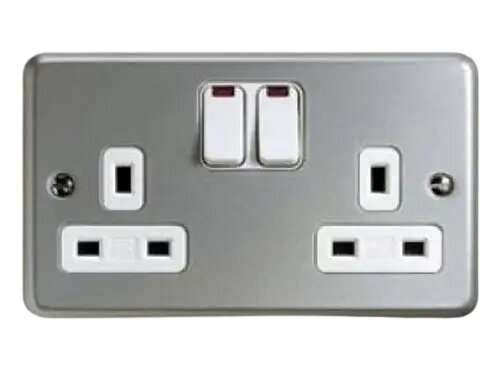 MK Electric Switch Socket Outlets 2 Gang With Neon Indicator Knockout K2446ALM_base