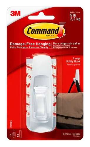 Command 17003 3M Adhesive Hook Large White with Two Adhesive Strips_base