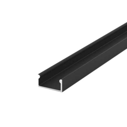 FossLED PROBK-SUR17X14-2M-BK LED Surface Aluminium Black diffuser Single Profile - 2M_base