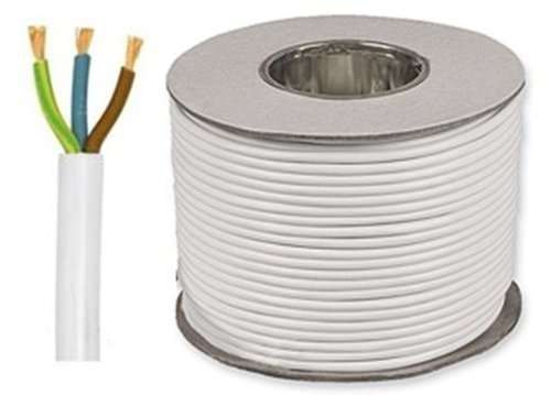 3183Y 0.75mm² White 3 Core Round Flexible Cable, 6 Amps, 100m_base