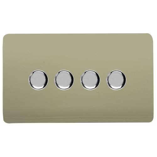 Trendi Switch ART-4LDMGO 4 Gang 1 or 2 way 150w Rotary LED Dimmer Light Switch, Champagne Gold