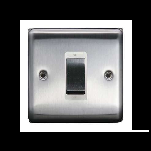 1G 45A DP Switch Brushed Chrome, White insert