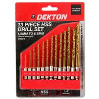 Dekton DT80216 13 Piece 1/4 Inch Shank HSS Drill Bit Set 1.5mm-6.5mm_base