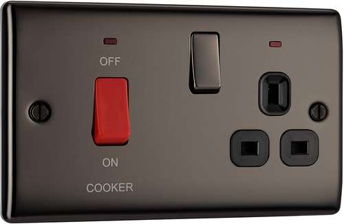 BG NBN70B 45A Cooker Control Unit 13a Switched Socket & Neon Black Nickel_base