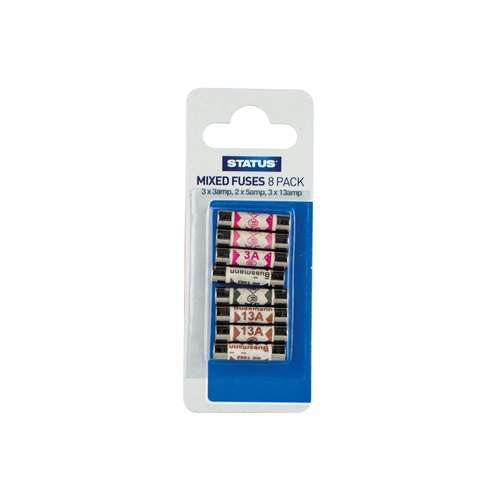 Status FCAMIX-8 Household Domestic Mains Plug Top Cartridge Mixed Fuses 3x3A, 2x5A, 3x13A_base