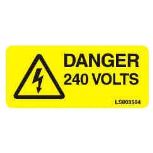 HISPEC LS803504 High Quality Danger 240 Volt c/w Triangle Safety Labels_base